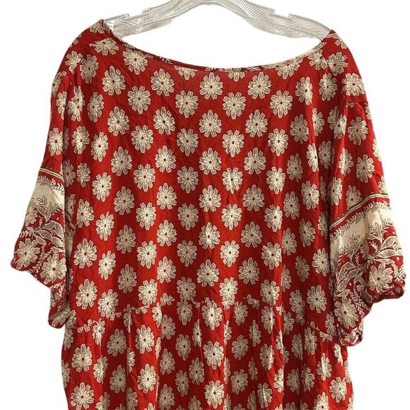Emery Rose Women's 4XL Red Floral 3/4 Sleeve Tunic Top Casual Spring - Picture 9 of 16